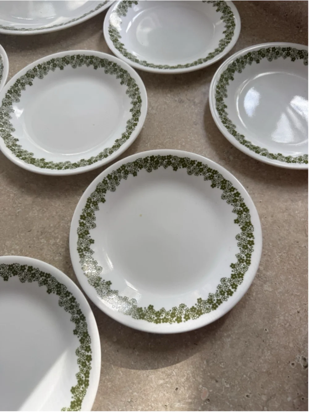 SET 10 Vintage Corelle Crazy Daisy SpringBlossom 1 Dinner 1 Saucer 8 Salad Plate
